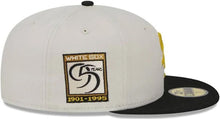 Load image into Gallery viewer, Chicago White Sox New Era MLB 59FIFTY 5950 Fitted Cap Hat Stone Crown Black Visor Metallic Gold Logo 95th Anniversary Side Patch Gray UV
