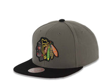 Load image into Gallery viewer, Chicago Blackhawks Mitchell &amp; Ness NHL Snapback Cap Hat Dark Gray Crown Black Visor Team Color Logo Red UV
