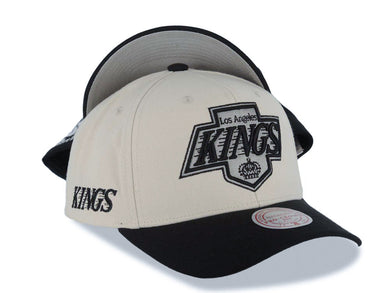Los Angeles Kings Mitchell & Ness NHL Adjustable Snapback Cap Hat Cream Crown Black Visor Black/Silver Logo