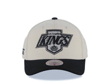 Load image into Gallery viewer, Los Angeles Kings Mitchell &amp; Ness NHL Adjustable Snapback Cap Hat Cream Crown Black Visor Black/Silver Logo
