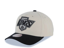 Load image into Gallery viewer, Los Angeles Kings Mitchell &amp; Ness NHL Adjustable Snapback Cap Hat Cream Crown Black Visor Black/Silver Logo
