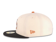 Load image into Gallery viewer, San Diego Padres New Era MLB 59FIFTY 5950 Fitted Cap Hat Cream Crown Black Visor Metallic Brown/Gold Cooperstown Logo 1984 World Series Side Patch
