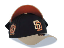 Load image into Gallery viewer, San Diego Padres New Era MLB 9FORTY 940 Adjustable Cap Hat Black Crown Wheat Visor Team Color Logo 25th Anniversary Side Patch
