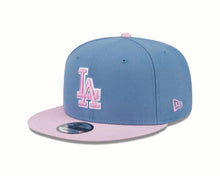 Load image into Gallery viewer, Los Angeles Dodgers New Era MLB 9FIFTY 950 Snapback Cap Hat Dark Sky Blue Crown Pink Visor Pink/White Logo (2-Tone Color Pack)
