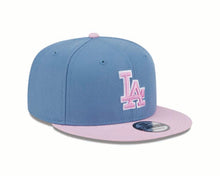 Load image into Gallery viewer, Los Angeles Dodgers New Era MLB 9FIFTY 950 Snapback Cap Hat Dark Sky Blue Crown Pink Visor Pink/White Logo (2-Tone Color Pack)
