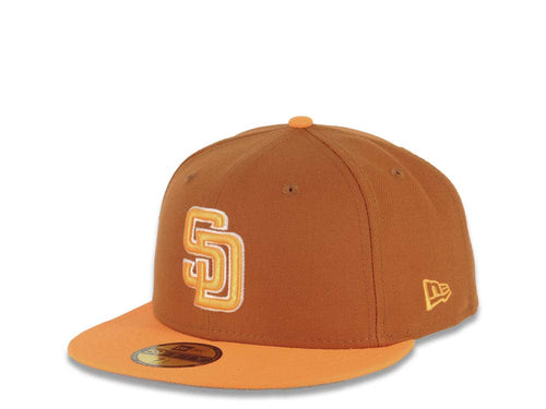 (Youth) San Diego Padres New Era MLB 59FIFTY 5950 Kid Fitted Cap Hat Dark Orange Crown Orange Visor Orange/White Logo (2-Tone Color Pack)