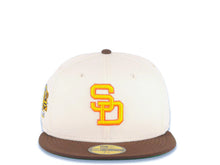 Load image into Gallery viewer, San Diego Padres New Era MLB 59FIFTY 5950 Fitted Cap Hat Cream Crown Brown Visor Gold/Orange Cooperstown Logo Stadium Side Patch Green UV
