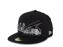 Load image into Gallery viewer, San Diego Padres New Era MLB 59FIFTY 5950 Fitted Cap Hat Black Crown/Visor White Flawless City Scape Logo
