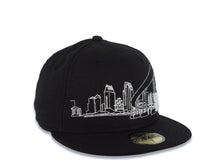 Load image into Gallery viewer, San Diego Padres New Era MLB 59FIFTY 5950 Fitted Cap Hat Black Crown/Visor White Flawless City Scape Logo
