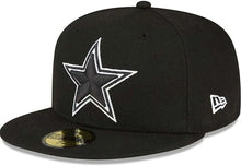 Load image into Gallery viewer, Dallas Cowboys New Era NFL 59FIFTY 5950 Fitted Cap Hat Black Crown/Visor Black/White Logo
