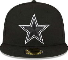 Load image into Gallery viewer, Dallas Cowboys New Era NFL 59FIFTY 5950 Fitted Cap Hat Black Crown/Visor Black/White Logo
