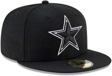 Load image into Gallery viewer, Dallas Cowboys New Era NFL 59FIFTY 5950 Fitted Cap Hat Black Crown/Visor Black/White Logo
