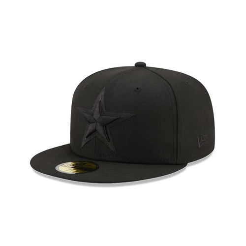 Dallas Cowboys New Era NFL 59FIFTY 5950 Fitted Cap Hat Black Crown/Visor Black Logo