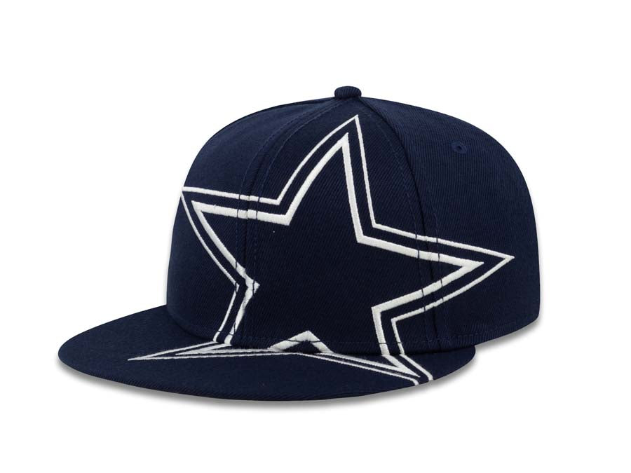 Dallas Cowboys Reebok Fitted Cap Hat Navy Crown/Visor Team Color Superlogo Big Large Logo