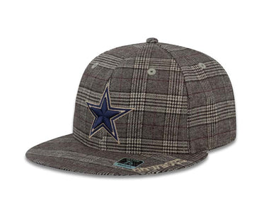 Dallas Cowboys Reebok Fitted Cap Hat Brown Plaid Crown/Visor Navy Logo