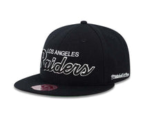 Load image into Gallery viewer, Los Angeles Raiders Mitchell &amp; Ness Fitted Cap Hat Black Crown/Visor Black/White Script Logo
