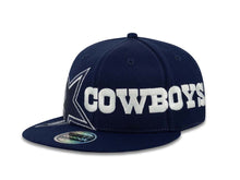 Load image into Gallery viewer, Dallas Cowboys Reebok NFL Flat Visor Flat Visor Flexfit Cap Hat Navy Crown/Visor White Script Logo
