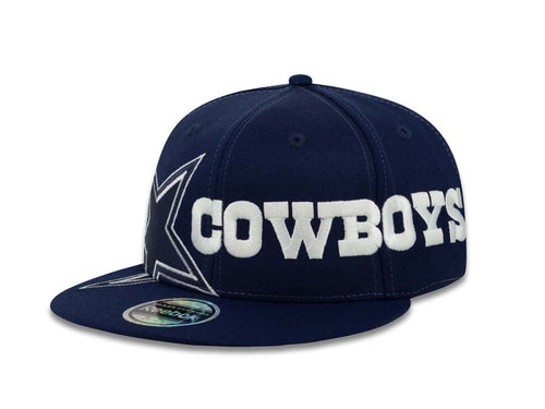 Dallas Cowboys Reebok NFL Flat Visor Flat Visor Flexfit Cap Hat Navy Crown/Visor White Script Logo