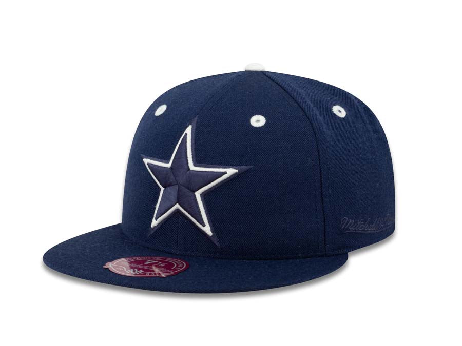 Dallas Cowboys Mitchell & Ness Fitted Cap Hat Navy Crown/Visor Navy/White Logo