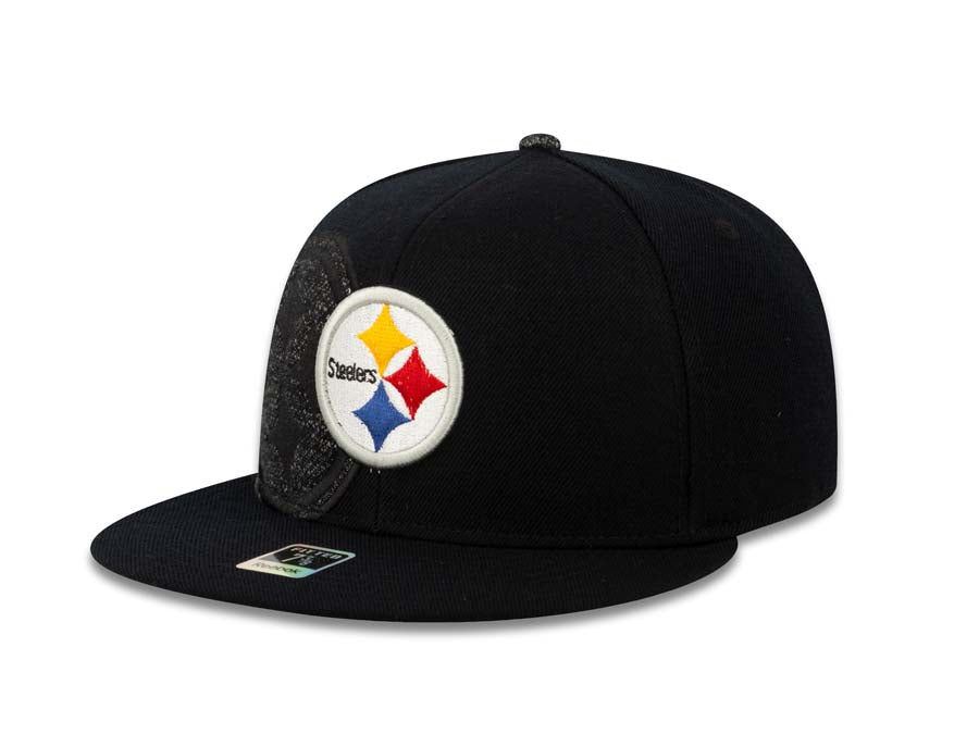 Pittsburgh Steelers Reebok NFL Fitted Cap Hat Black Crown/Visor Team Color Logo With Shadow Tonal Logo