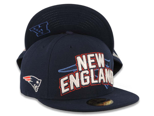 New England Patriots New Era NFL 59FIFTY 5950 Fitted Cap Hat Navy Crown/Visor Team Color Logo (2012 Draft)