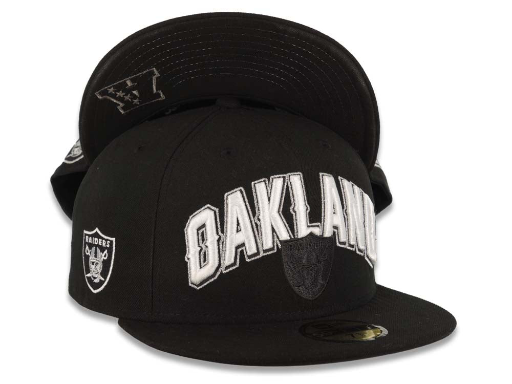 Oakland Raiders New Era NFL 59FIFTY 5950 Fitted Cap Hat Black Crown/Visor Team Color Logo (2012 Draft)