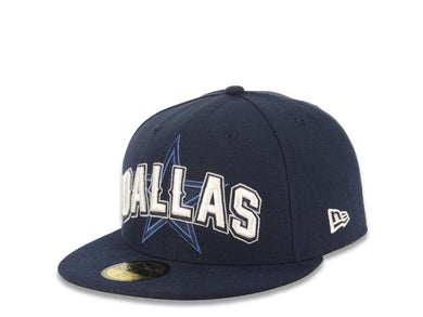 Dallas Cowboys New Era NFL 59FIFTY 5950 Fitted Cap Hat Light Navy Blue Crown/Visor White Script Logo (2012 Draft)