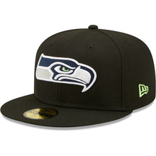 Load image into Gallery viewer, Seattle Seahawks New Era NFL 59FIFTY 5950 Fitted Cap Hat Black Crown/Visor Team Color Logo 
