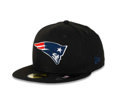 New England Patriots New Era NFL 59FIFTY 5950 Fitted Cap Hat Black Crown/Visor Team Color Logo