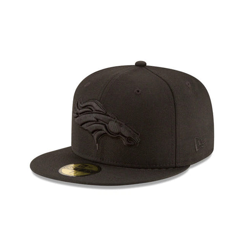 Denver Broncos NFL Fitted Cap Hat Black Crown/Visor Black Logo 