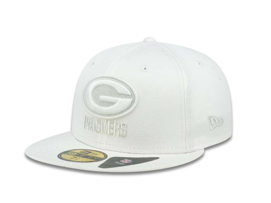 Green Bay Packers New Era NFL 59FIFTY 5950 Fitted Cap Hat White Crown/Visor White/Gray Logo