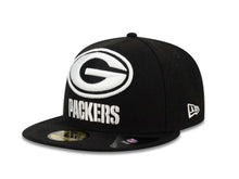 Load image into Gallery viewer, Green Bay Packers New Era NFL 59FIFTY 5950 Fitted Cap Hat Black Crown/Visor XL White Logo
