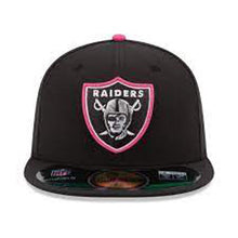 Load image into Gallery viewer, Oakland Raiders New Era NFL 59FIFTY 5950 Fitted Cap Hat Black Crown/Visor Team Color/Pink Logo (Breast Cancer Awareness)
