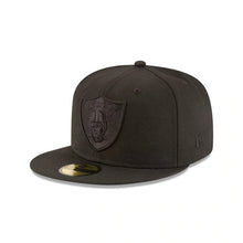 Load image into Gallery viewer, Las Vegas Raiders New Era NFL 59FIFTY 5950 Fitted Cap Hat Black Crown/Visor Black Logo 
