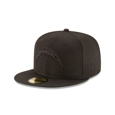 Los Angeles Chargers NFL Fitted Cap Hat Black Crown/Visor Black Logo 
