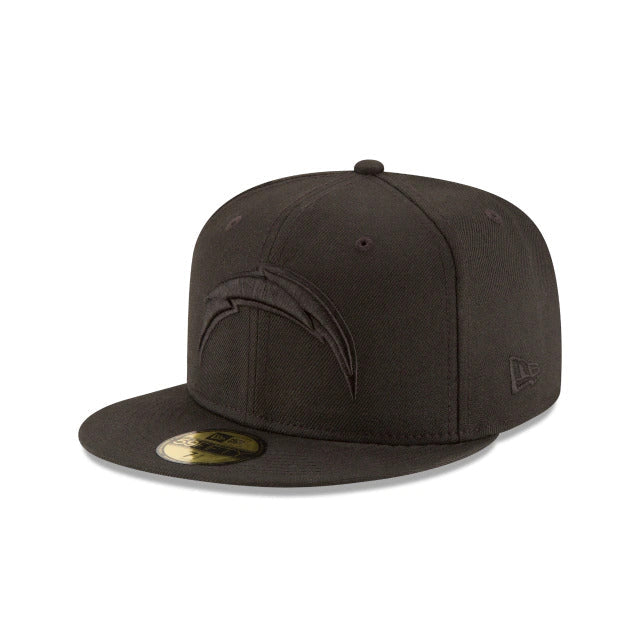 Los Angeles Chargers NFL Fitted Cap Hat Black Crown/Visor Black Logo 