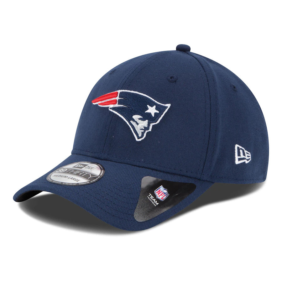 New England Patriots New Era NFL 39THIRTY 3930 Flexfit Cap Hat Navy Crown/Visor Team Color Logo 