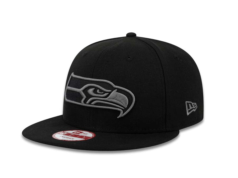 Seattle Seahawks New Era NFL 9FIFTY 950 Snapback Cap Hat Black Crown/Visor Gray/Black Logo
