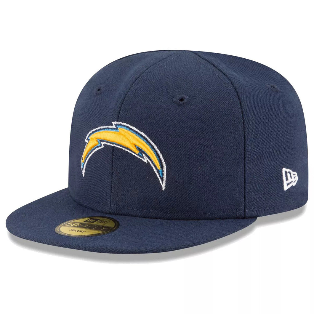 San Diego Chargers New Era NFL 59FIFTY 5950 Fitted Cap Hat Light Navy Blue Crown/Visor Glisten Yellow/Blue Logo