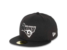 Load image into Gallery viewer, Los Angeles Rams New Era NFL 59FIFTY 5950 Fitted Cap Hat Black Crown/Visor Black/White Text Logo
