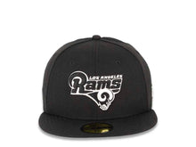 Load image into Gallery viewer, Los Angeles Rams New Era NFL 59FIFTY 5950 Fitted Cap Hat Black Crown/Visor Black/White Text Logo
