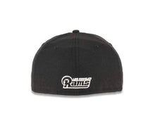 Load image into Gallery viewer, Los Angeles Rams New Era NFL 59FIFTY 5950 Fitted Cap Hat Black Crown/Visor Black/White Text Logo
