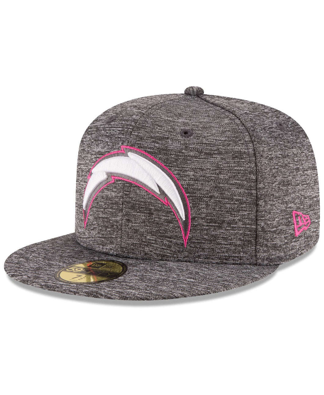 San Diego Chargers New Era NFL 59FIFTY 5950 Fitted Breast Cancer Awareness Cap Hat Heather Gray Crown/Visor White/Pink Logo