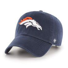 Load image into Gallery viewer, Denver Broncos &#39;47 NFL Clean Up Adjustable Cap Hat Navy Crown/Visor Team Color Logo
