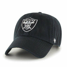 Load image into Gallery viewer, Oakland Raiders &#39;47 NFL Clean Up Adjustable Cap Hat Black Crown/Visor White Logo
