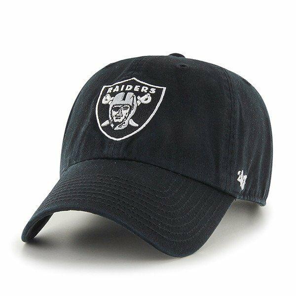Oakland Raiders '47 NFL Clean Up Adjustable Cap Hat Black Crown/Visor White Logo