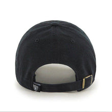 Load image into Gallery viewer, Oakland Raiders &#39;47 NFL Clean Up Adjustable Cap Hat Black Crown/Visor White Logo
