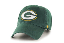 Load image into Gallery viewer, Green Bay Packers &#39;47 NFL Clean Up Adjustable Cap Hat Green Crown/Visor Team Color Logo
