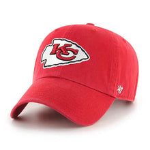 Load image into Gallery viewer, Kansas City Chiefs &#39;47 NFL Clean Up Adjustable Cap Hat Red Crown/Visor Team Color Logo
