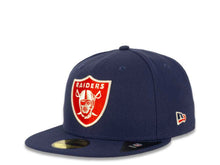 Load image into Gallery viewer, Oakland Raiders New Era NFL 59FIFTY 5950 Fitted Cap Hat Light Navy Blue Crown/Visor Red/White Logo

